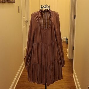 Dusty Rose Med. tiered BOHO mini dress 34" long with cami slip included.